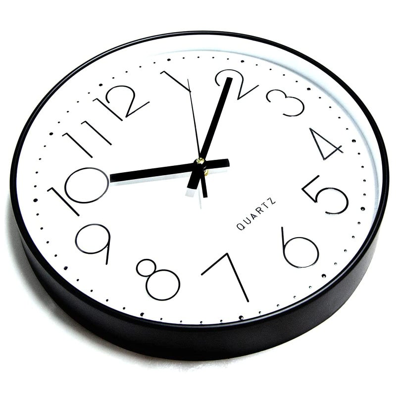 JUSTUP 8in Non-Ticking Wall Clock, Silent Battery Operated Wall Clock with ABS Frame HD Glass Cover for Kids Living Room Bedroom Kitchen School Office Decor (8 in) - Image 2